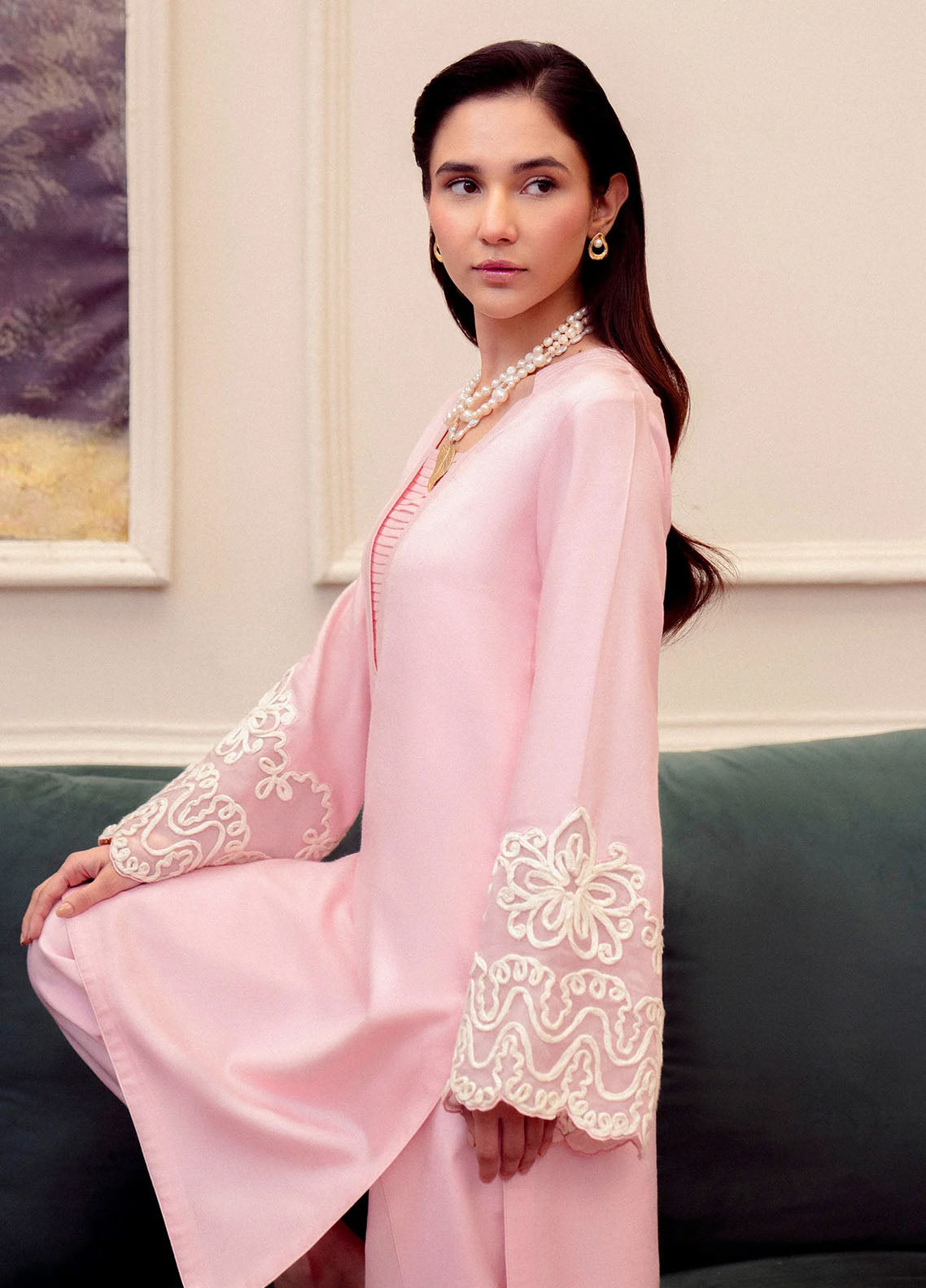 Fozia Khalid Pret Embroidered Cotton Net 2 Piece Suit Mora