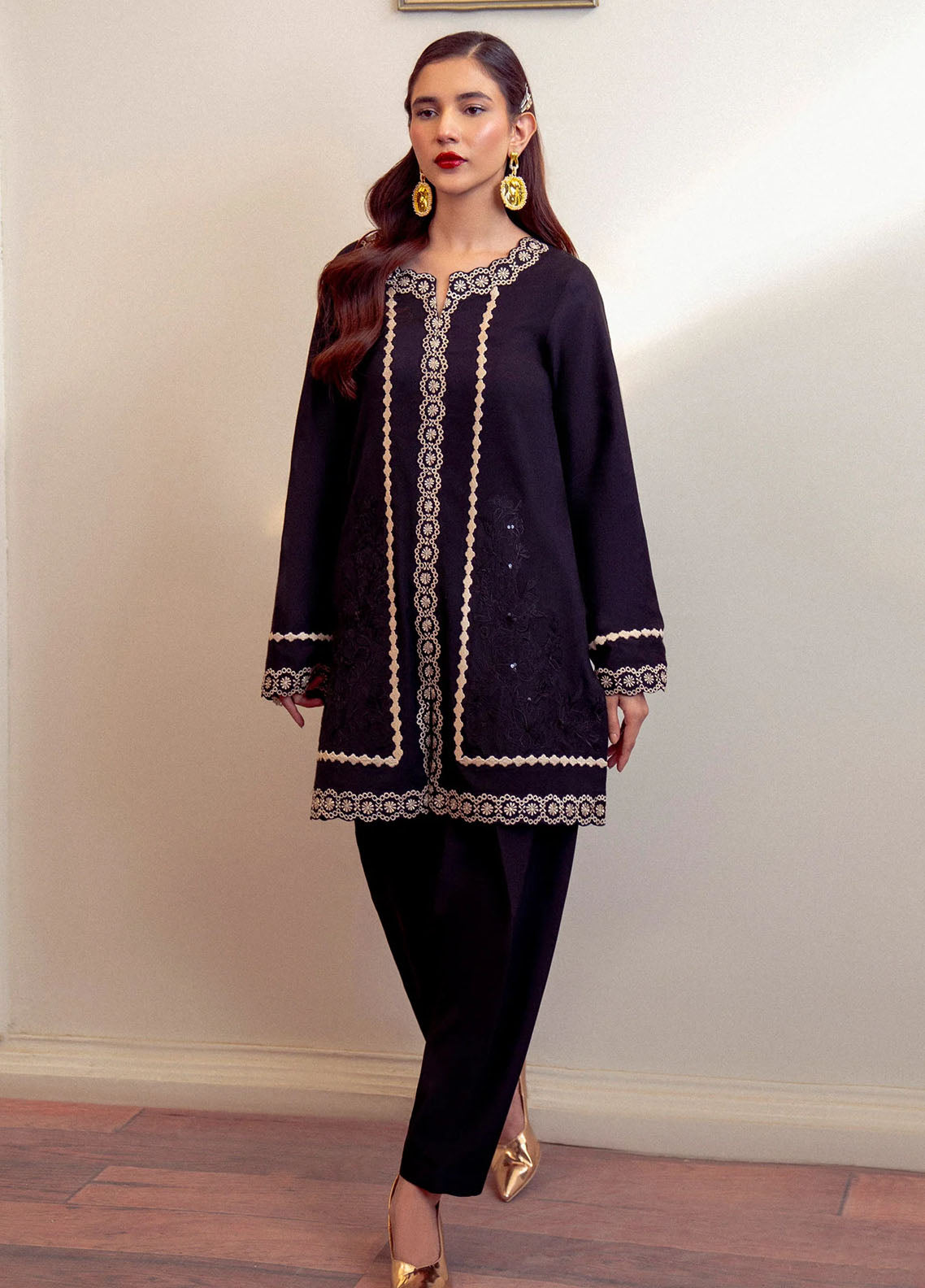 Fozia Khalid Pret Embroidered Cotton Net 2 Piece Suit Rivaj