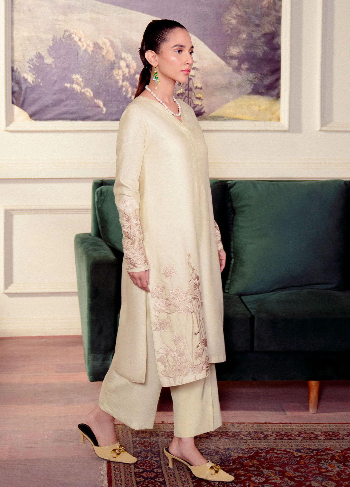 Fozia Khalid Pret Embroidered Cotton Net 2 Piece Suit Saadgi