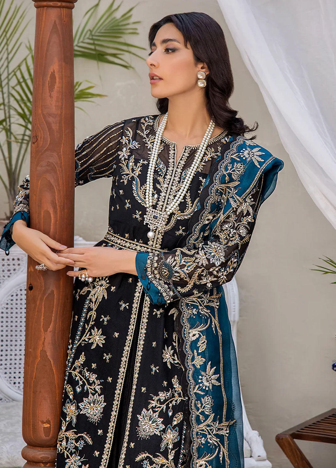 Fozia Khalid Pret Embroidered Net 3 Piece Suit Belle Espoir