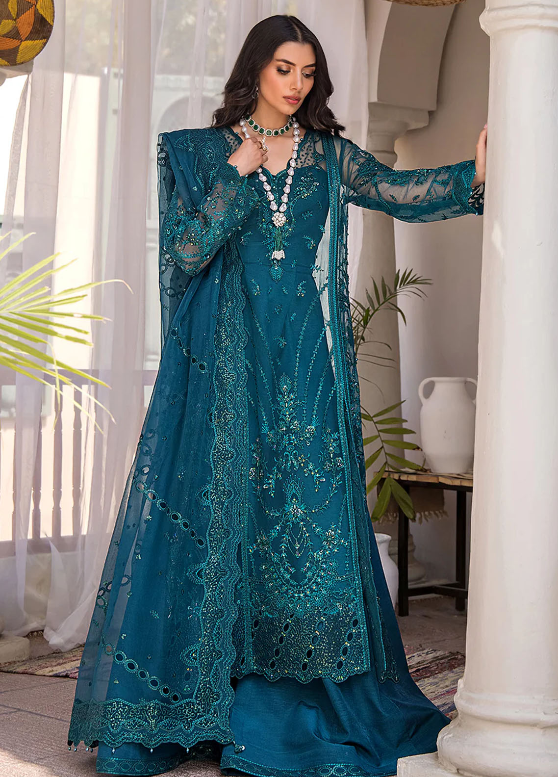 Fozia Khalid Pret Embroidered Net 3 Piece Suit Elinor