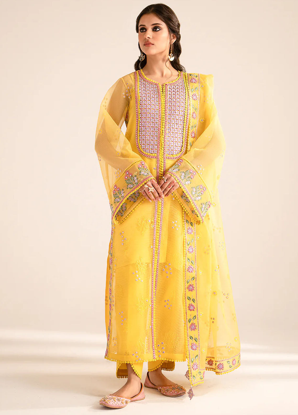 Fozia Khalid Pret Embroidered Organza 3 Piece Suit Helin