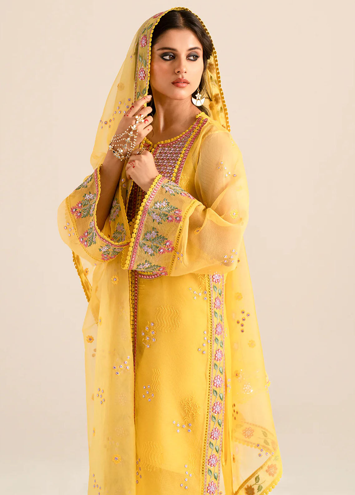 Fozia Khalid Pret Embroidered Organza 3 Piece Suit Helin