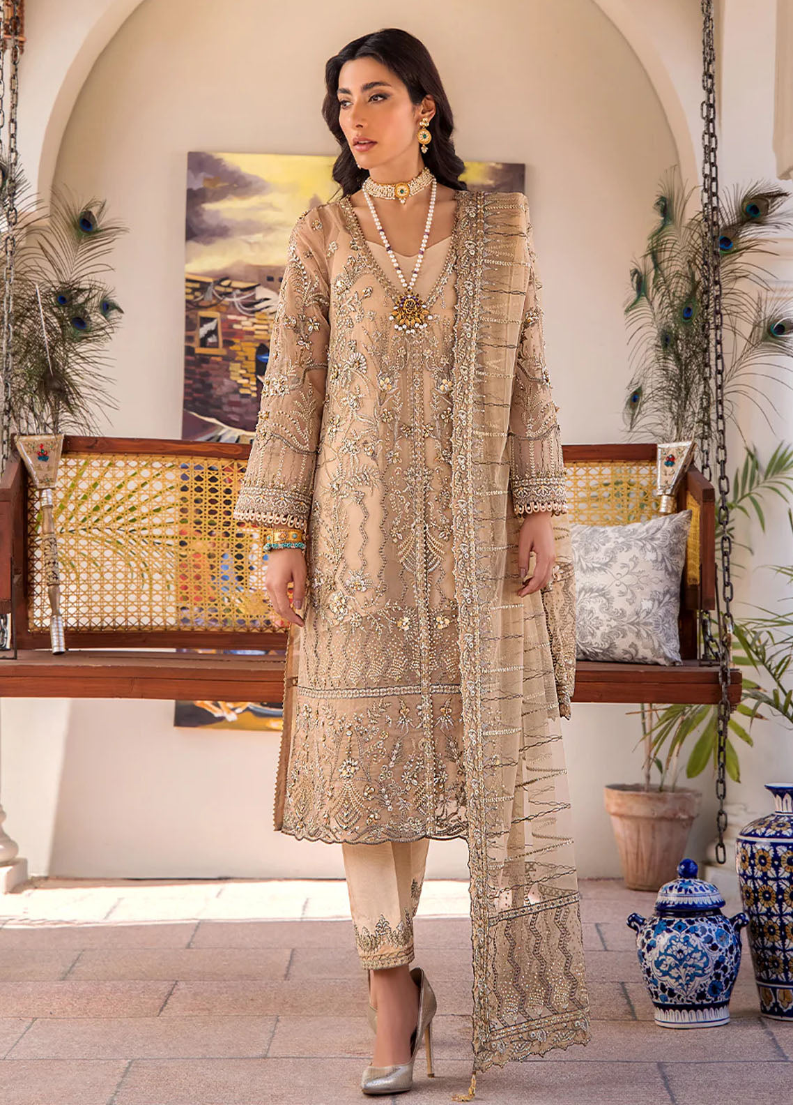 Fozia Khalid Pret Embroidered Organza 3 Piece Suit Lueur