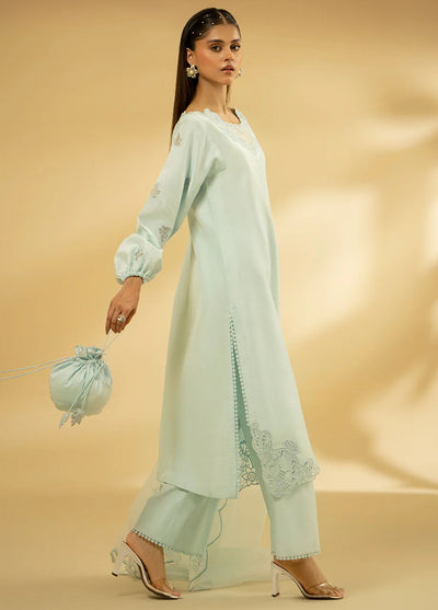 Fozia Khalid Pret Embroidered Raw Silk 3 Piece Suit Celestial Serenity