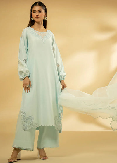 Fozia Khalid Pret Embroidered Raw Silk 3 Piece Suit Celestial Serenity