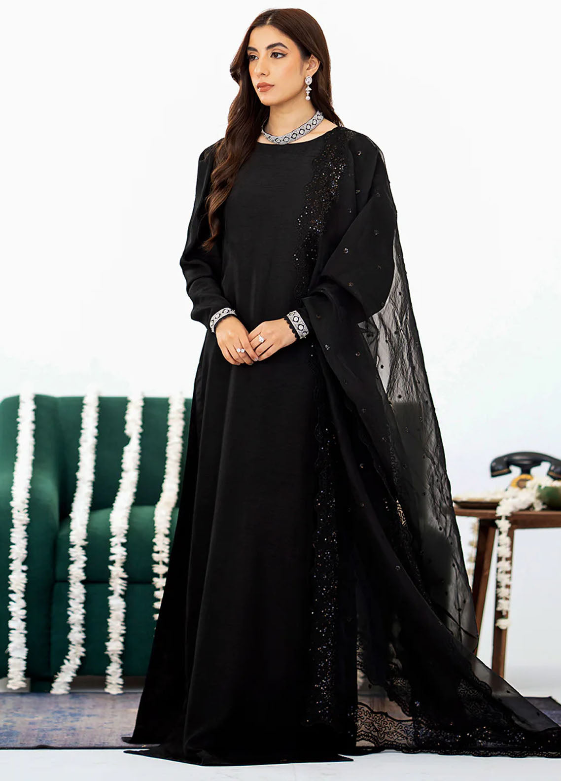 Fozia Khalid Pret Embroidered Silk 2 Piece Suit Zara