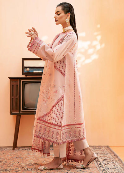 Fozia Khalid Pret Embroidered Silk 3 Piece Suit Blush Pink