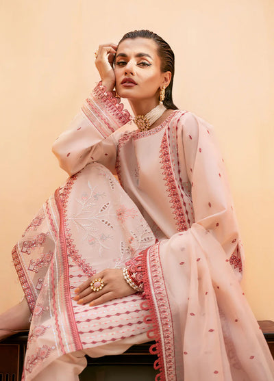 Fozia Khalid Pret Embroidered Silk 3 Piece Suit Blush Pink