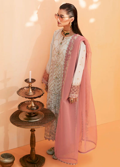 Fozia Khalid Pret Embroidered Silk 3 Piece Suit Moonlight Jade