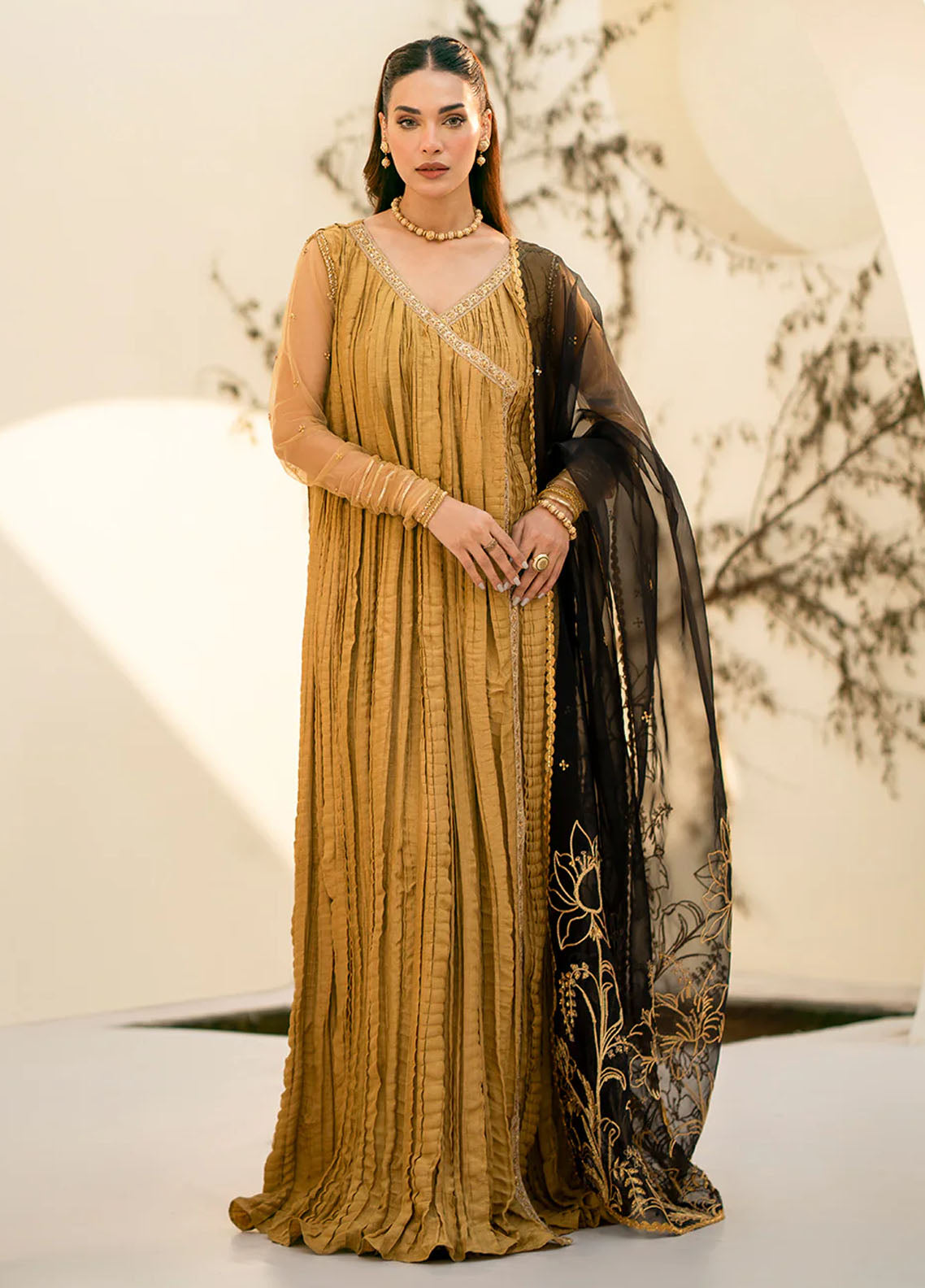 Fozia Khalid Pret Embroidered Silk 3 Piece Suit Sehar