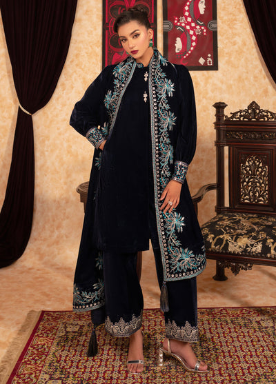 Fozia Khalid Pret Embroidered Velvet 2 Piece Suit Spade