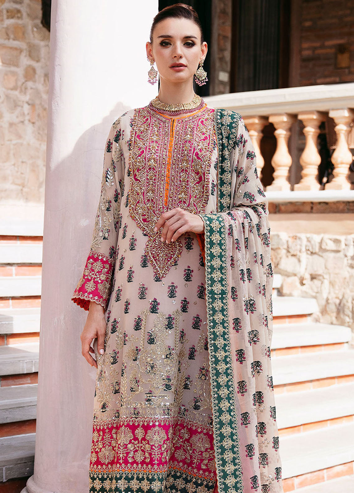 Freesia Premium Embroidered Suit Unstitched 3 Piece FRE24UF FS-40017 Bibi - Formal Collection