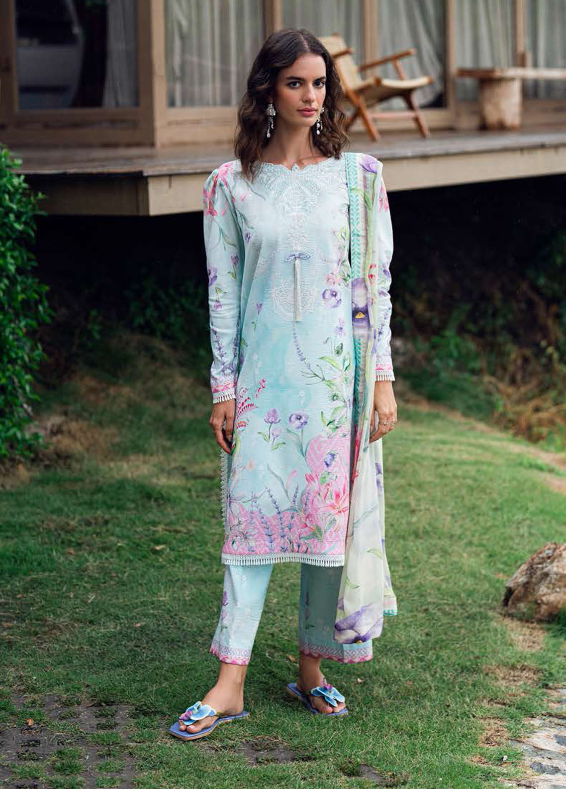 Garden Veil by Roheenaz Embroidered Lawn Suits Unstitched 3 Piece RN25GV D-03 A Twilight Fizz