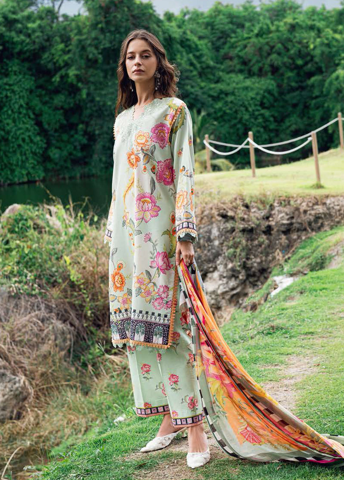 Garden Veil by Roheenaz Embroidered Lawn Suits Unstitched 3 Piece RN25GV D-05 A Crimson Whisper