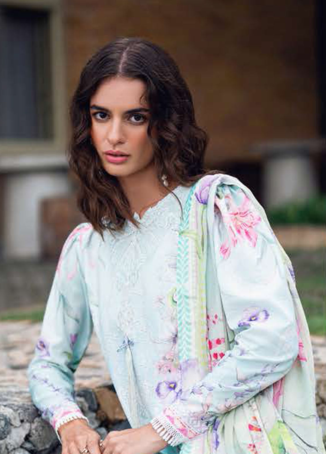 Garden Veil by Roheenaz Embroidered Lawn Suits Unstitched 3 Piece RN25GV D-03 A Twilight Fizz