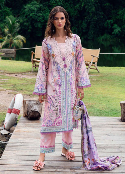 Garden Veil by Roheenaz Embroidered Lawn Suits Unstitched 3 Piece RN25GV D-01 B Lilac Dust
