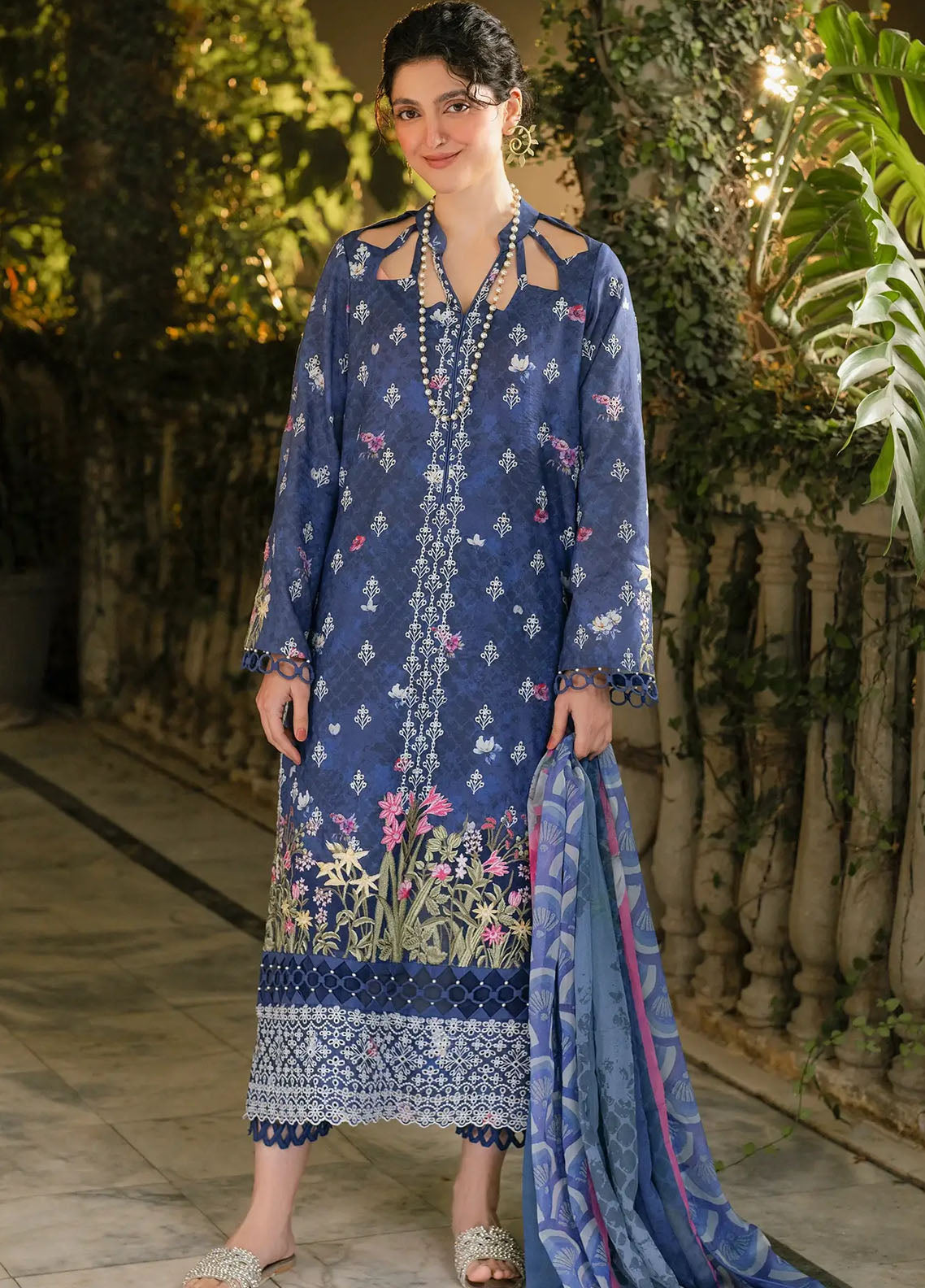 Gulkari by Asifa and Nabeel Unstitched Summer Collection 2025 GKL-05 Azure Whisper