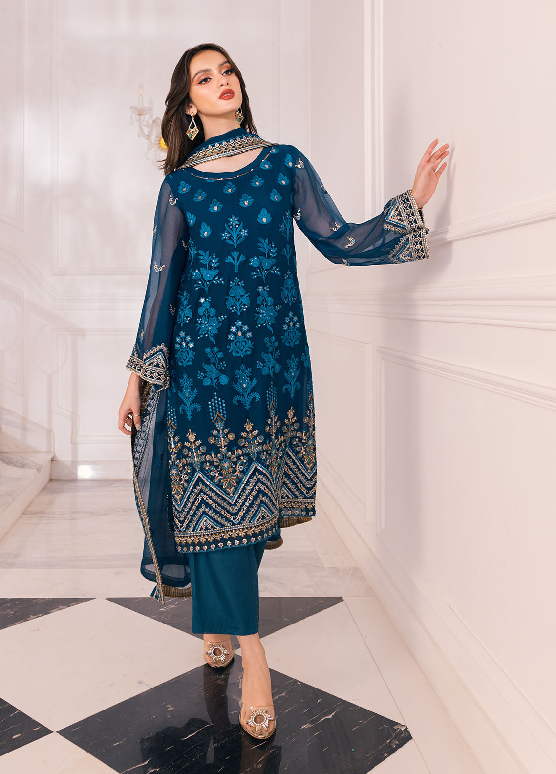 Sahane Ready To Wear Chiffon 3 Piece Suit SAH-1003 Genevieve - Formals Collection