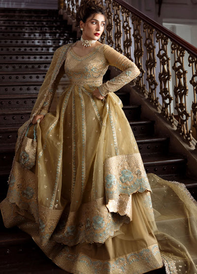 Jahan by Erum Khan Embroidered Organza Suits Unstitched 3 Piece EK25V4 Golden Glow - Formals Collection