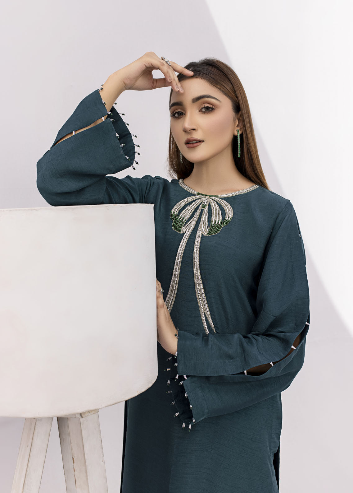 Maira Zunnorain Pret Embroidered Silk 2 Piece Suit MRZ23GM MZLP-16 PANNA