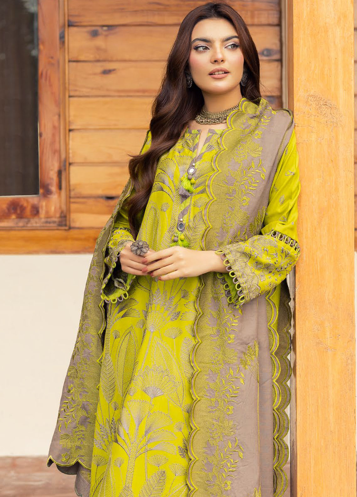 Gul Ahmed Embroidered Acrylic Suits Unstitched 3 Piece GA24UW AP-42004 - Winter Collection