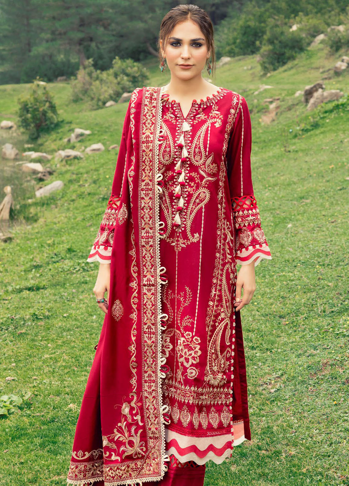 Gul Ahmed Embroidered Acrylic Suits Unstitched 3 Piece GA24UW AP-42009 - Winter Collection