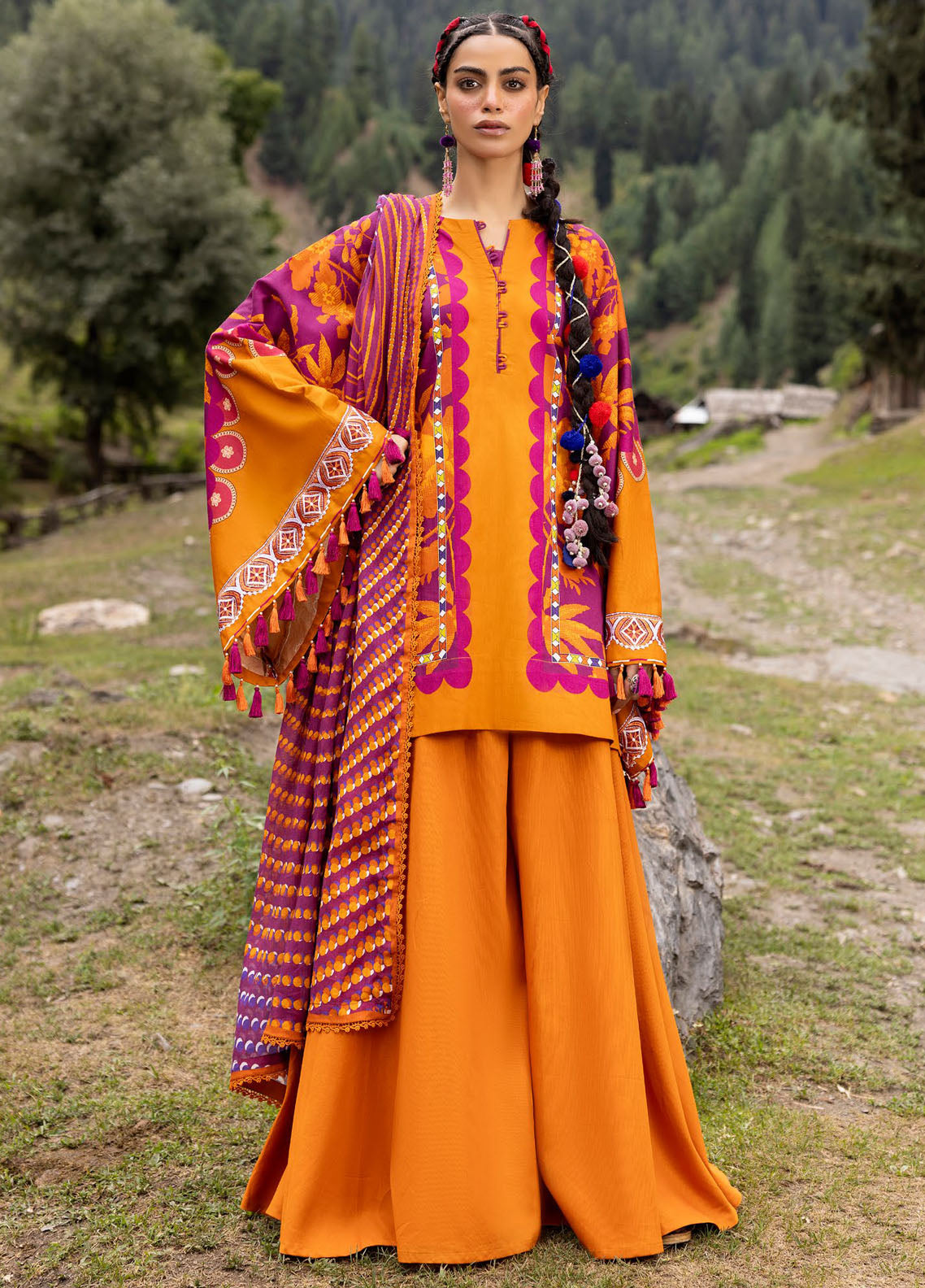 Gul Ahmed Embroidered Corduroy Suits Unstitched 3 Piece GA24UW CD-42008 - Winter Collection