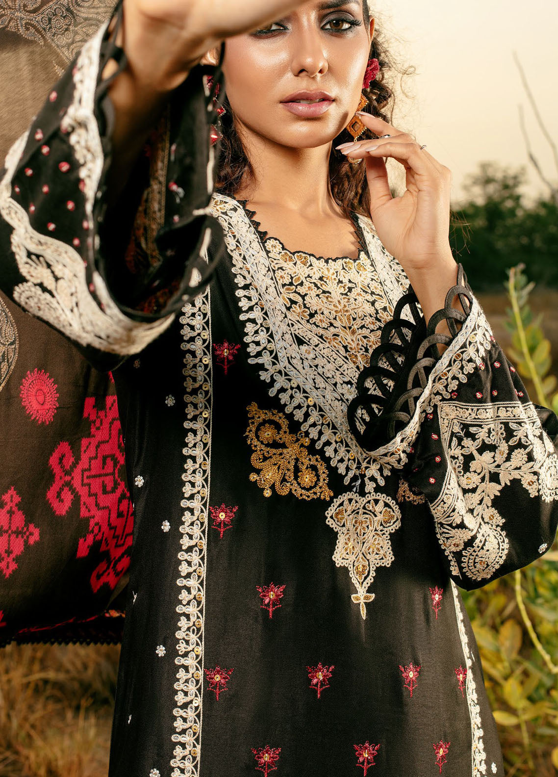 Gul Ahmed Embroidered Cotail Suits Unstitched 3 Piece GA24UW CV-32010 - Winter Collection