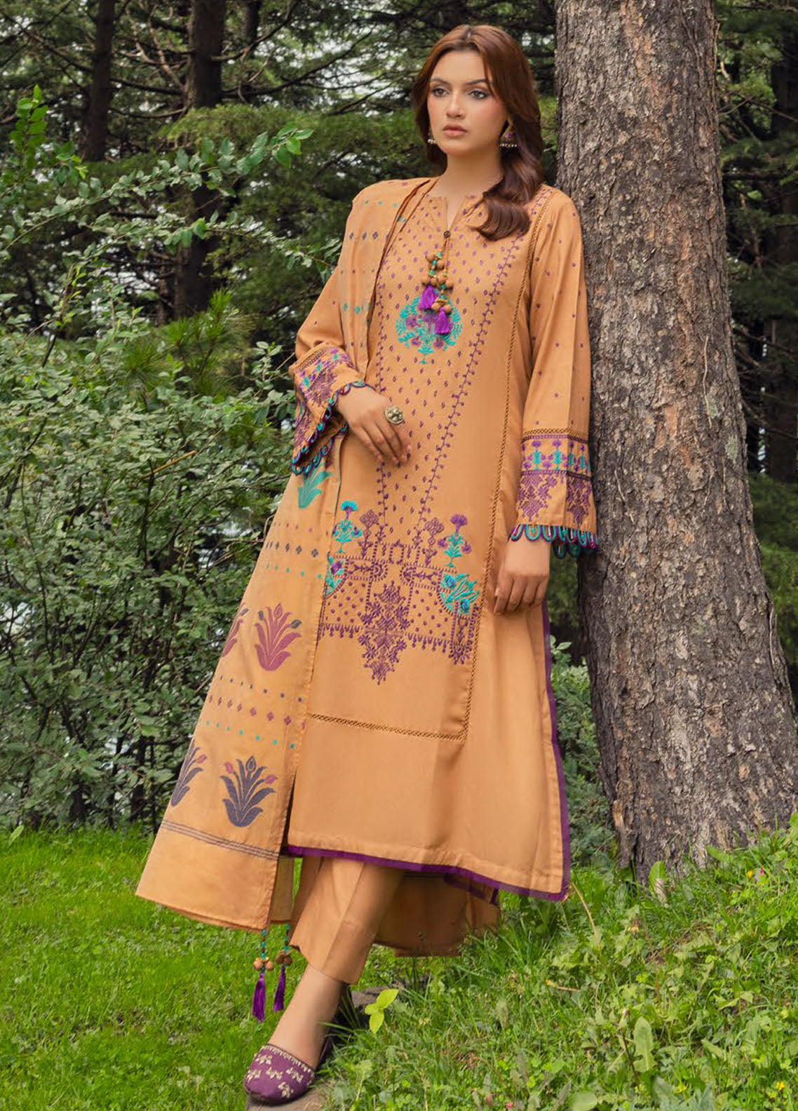 Gul Ahmed Embroidered Karandi Suits Unstitched 3 Piece GA24UW MJ-42057 - Winter Collection