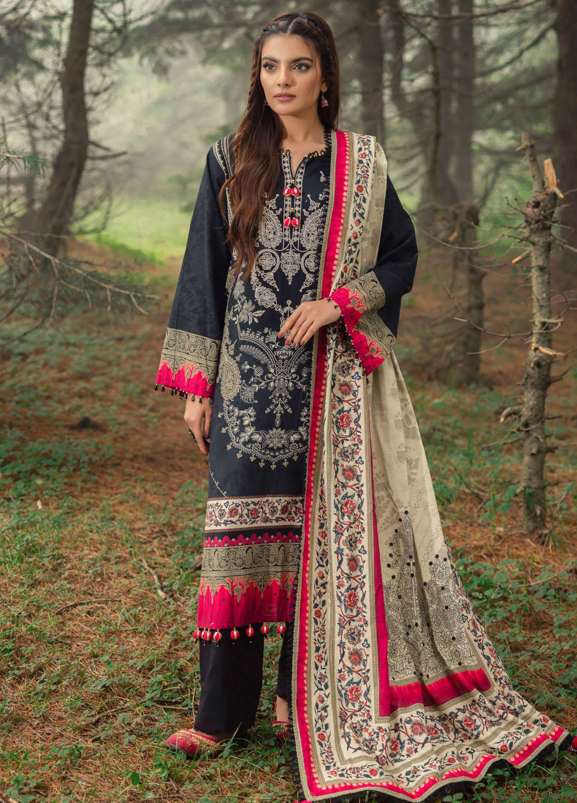 Gul Ahmed Embroidered Khaddar Suits Unstitched 3 Piece GA24UW K-42012 T - Winter Collection