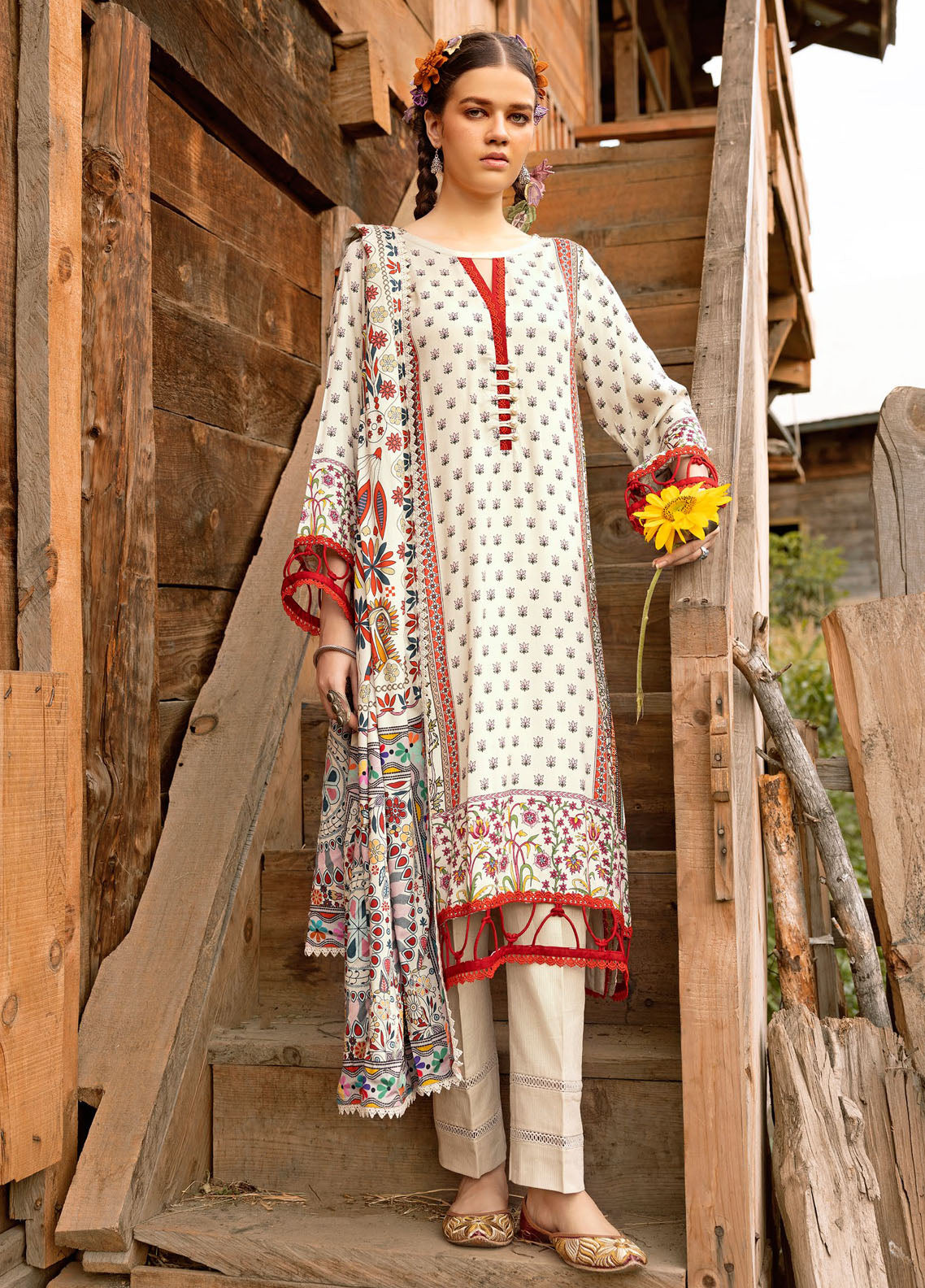 Gul Ahmed Printed Cotail Suits Unstitched 3 Piece GA24UW CV-42002 - Winter Collection