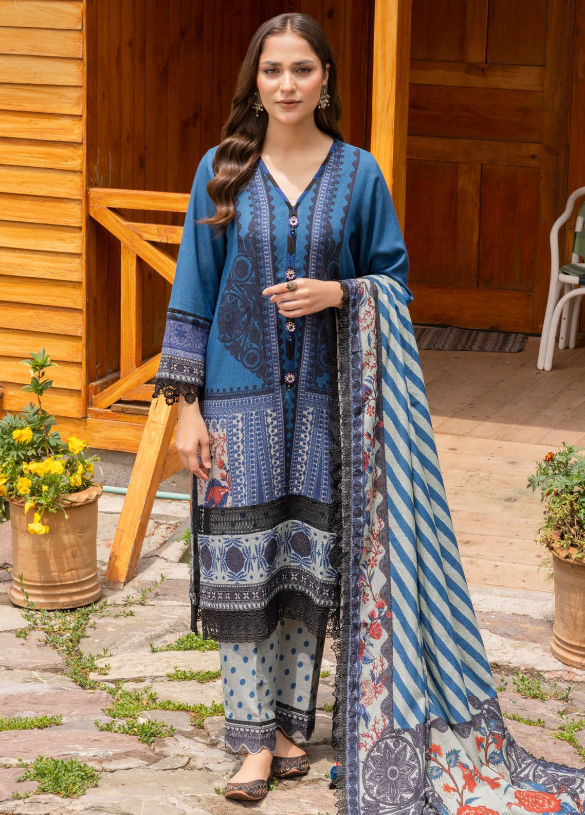 Gul Ahmed Printed Dhanak Suits Unstitched 3 Piece GA24UW DH-42009 - Winter Collection