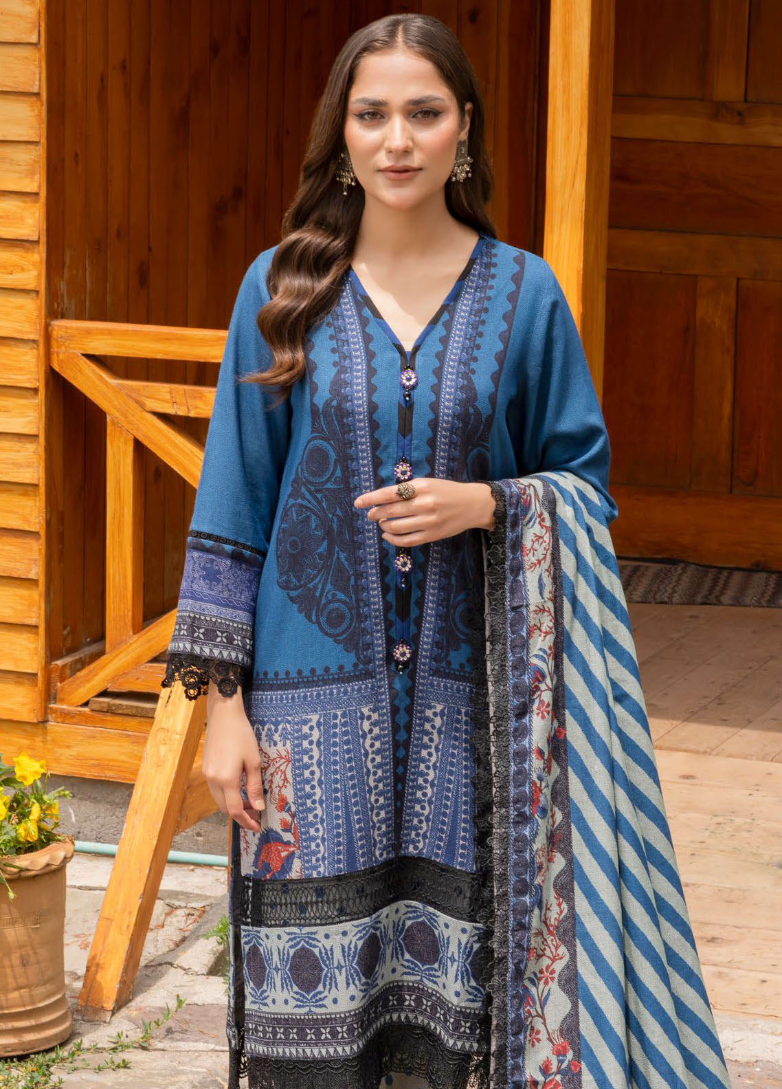 Gul Ahmed Printed Dhanak Suits Unstitched 3 Piece GA24UW DH-42009 - Winter Collection