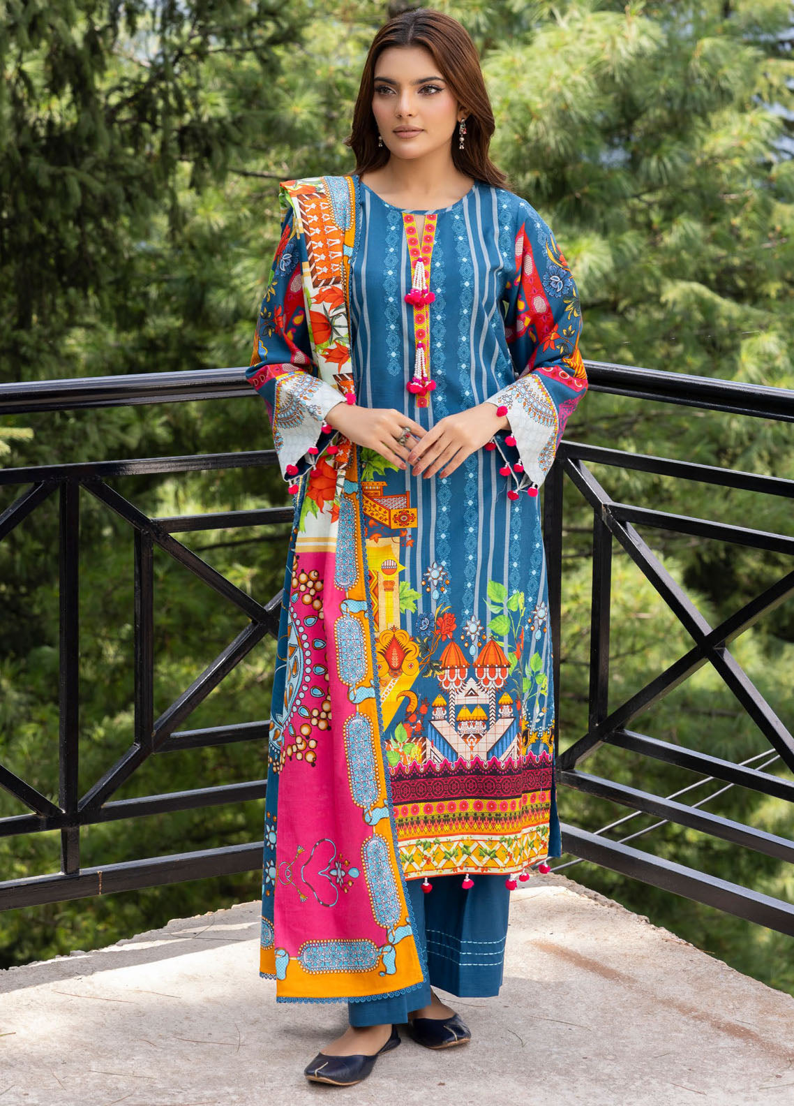 Gul Ahmed Printed Khaddar Suits Unstitched 3 Piece GA24UW K-42006 T - Winter Collection