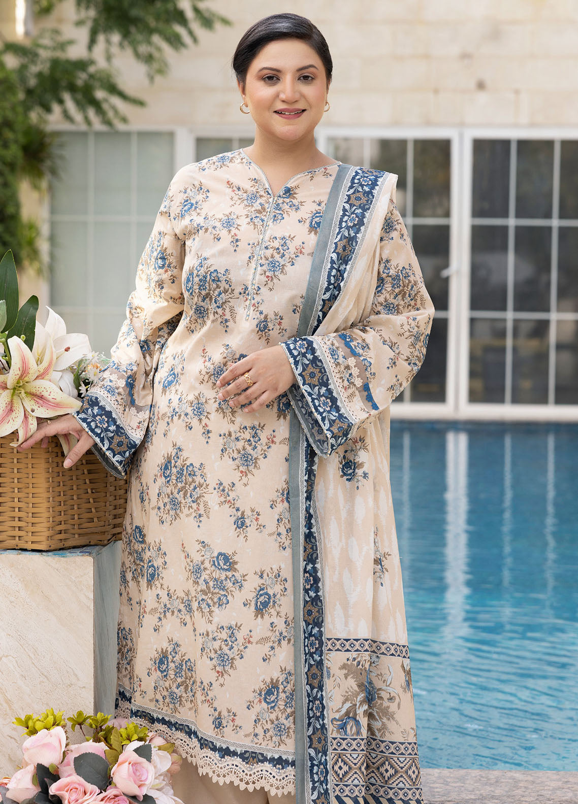 Gul Ahmed Printed Lawn Unstitched Suits 3 Piece GA25MS CL-52669