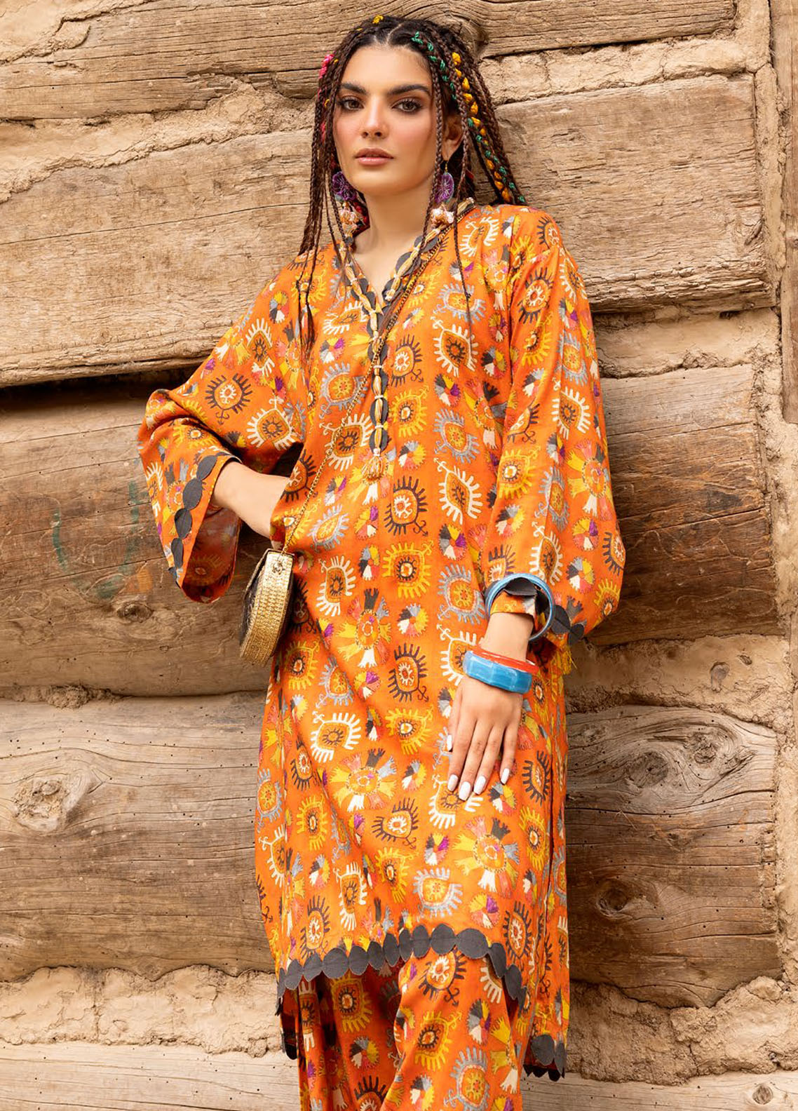 Gul Ahmed Printed Linen Suits Unstitched 2 Piece GA24UW VT-42010 - Winter Collection