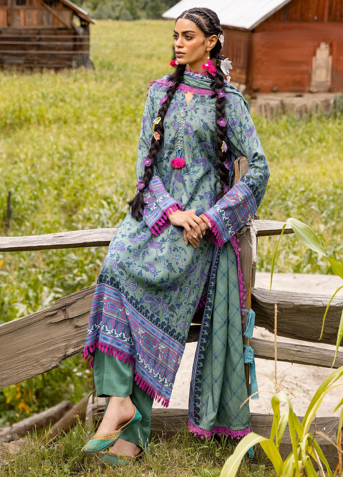 Gul Ahmed Printed Linen Suits Unstitched 3 Piece GA24UW LT-42002 - Winter Collection