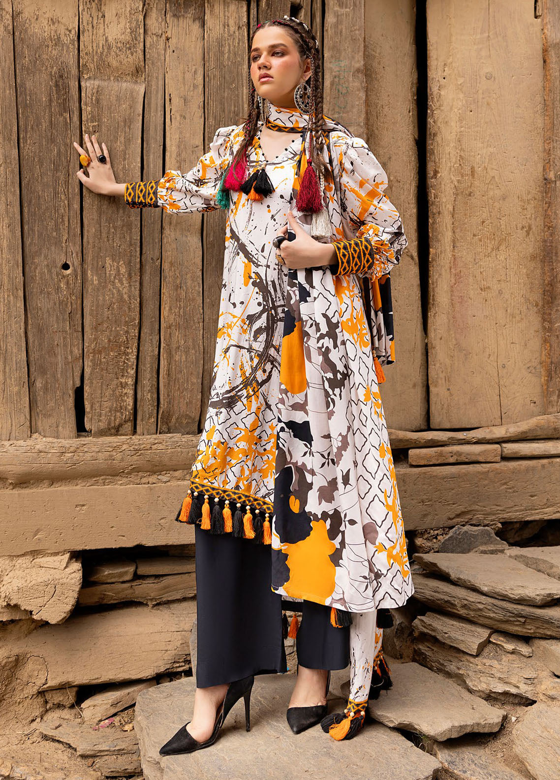 Gul Ahmed Printed Linen Suits Unstitched 3 Piece GA24UW LT-42006 - Winter Collection