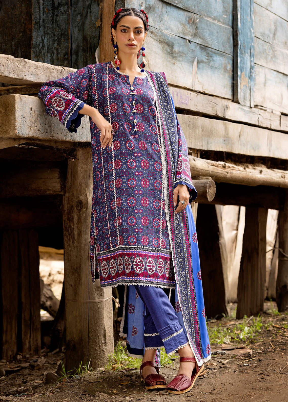 Gul Ahmed Printed Linen Suits Unstitched 3 Piece GA24UW LT-42008 - Winter Collection