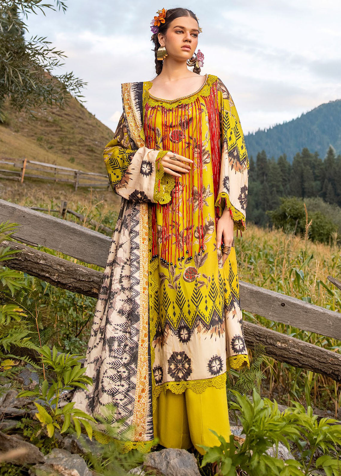 Gul Ahmed Printed Linen Suits Unstitched 3 Piece GA24UW LT-42012 - Winter Collection