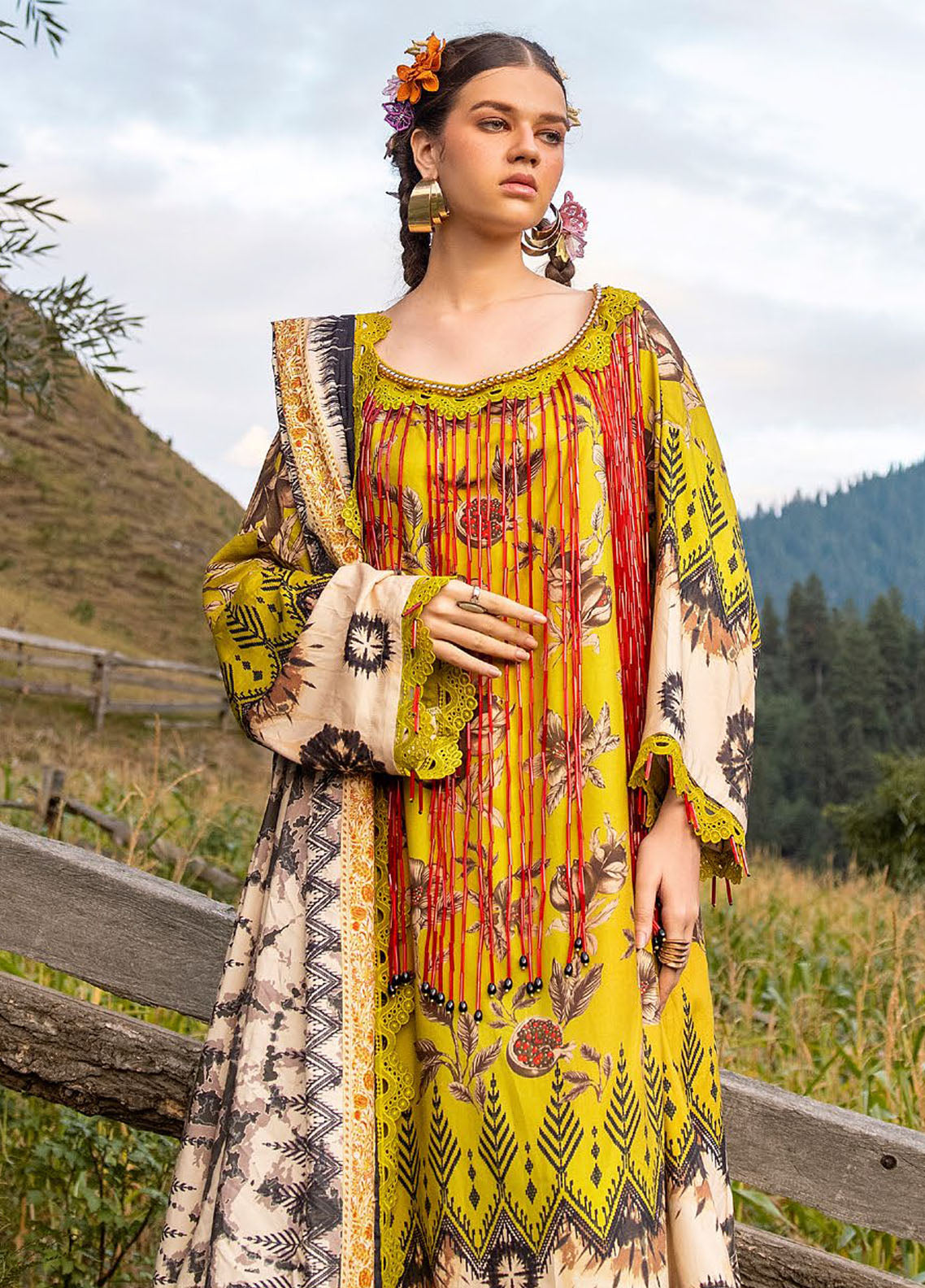 Gul Ahmed Printed Linen Suits Unstitched 3 Piece GA24UW LT-42012 - Winter Collection