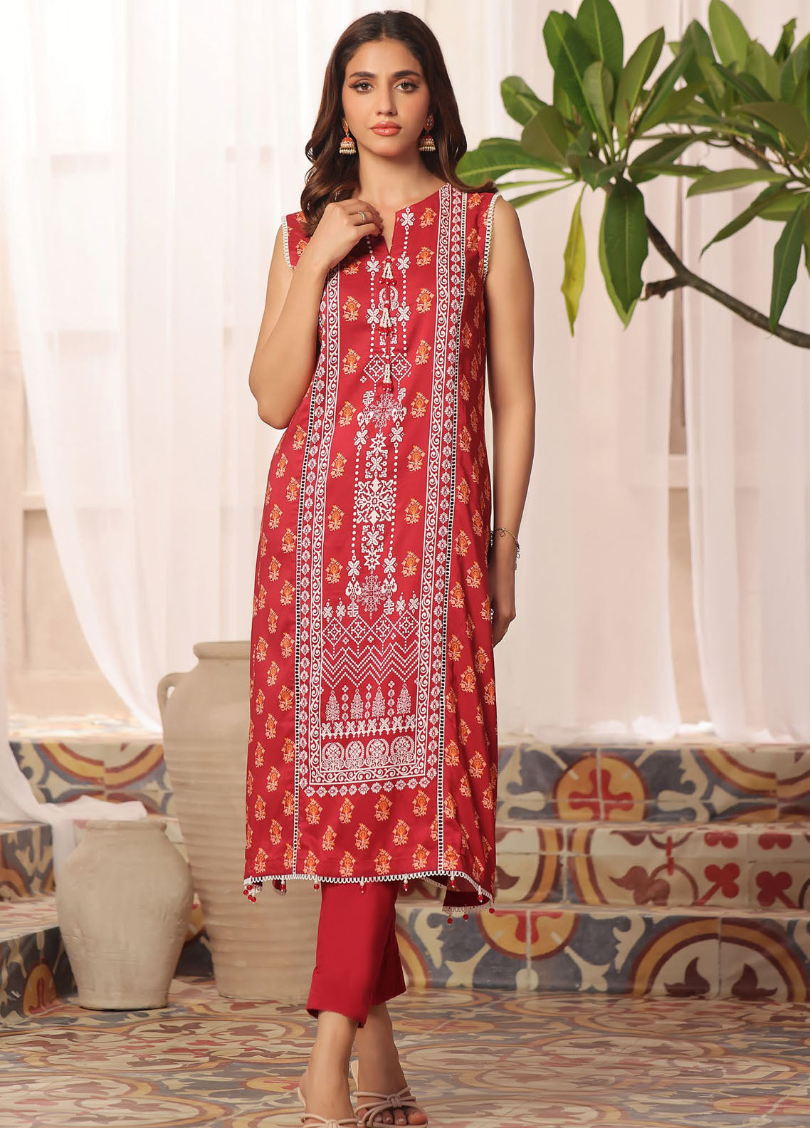 Gul Ahmed Printed Linen Unstitched Kurti GA24UW VS-42001 - Winter Collection