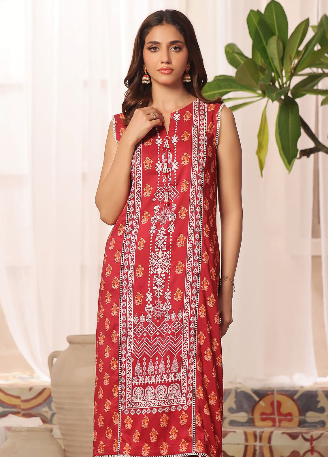 Gul Ahmed Printed Linen Unstitched Kurti GA24UW VS-42001 - Winter Collection