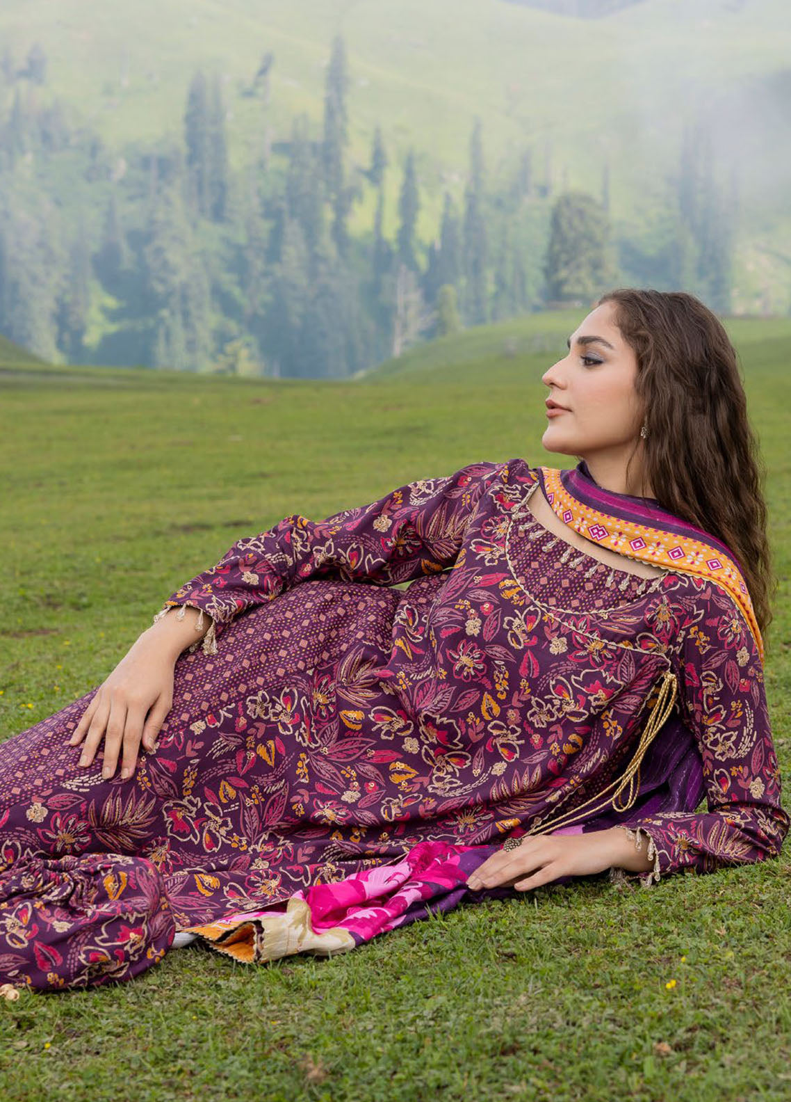 Gul Ahmed Printed Polyestor Suits Unstitched 3 Piece GA24UW SP-42047 - Winter Collection