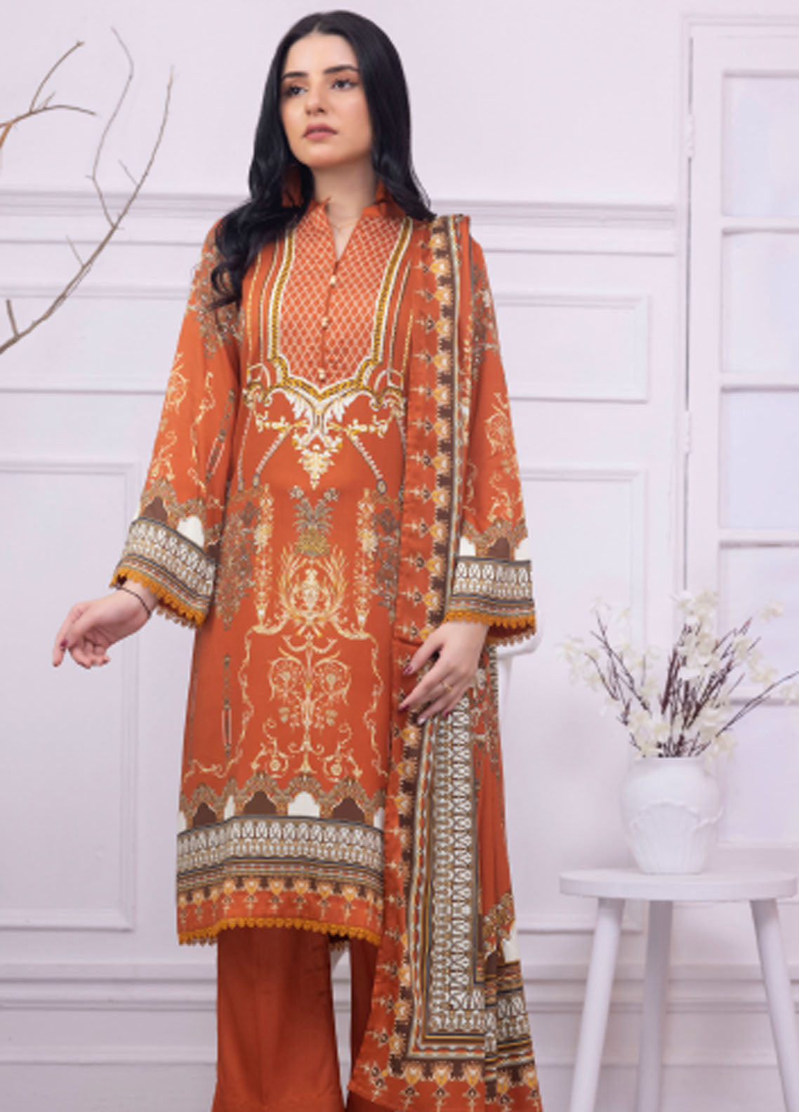 Gul Ahmed Winter Bloom Unstitched Collection 2023 Vol-3 WNS 32252 B