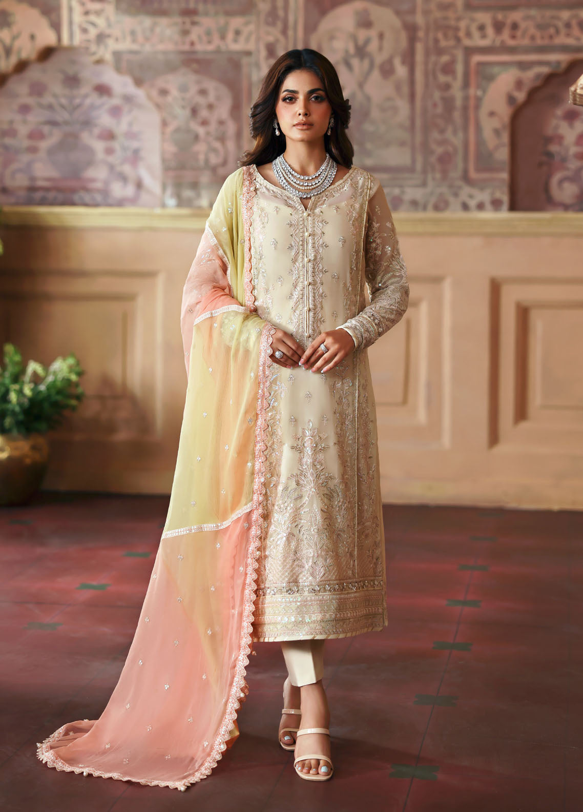 Gulaal Embroidered Chiffon Suits Unstitched 3 Piece GL25EU D-29 Fareyah
