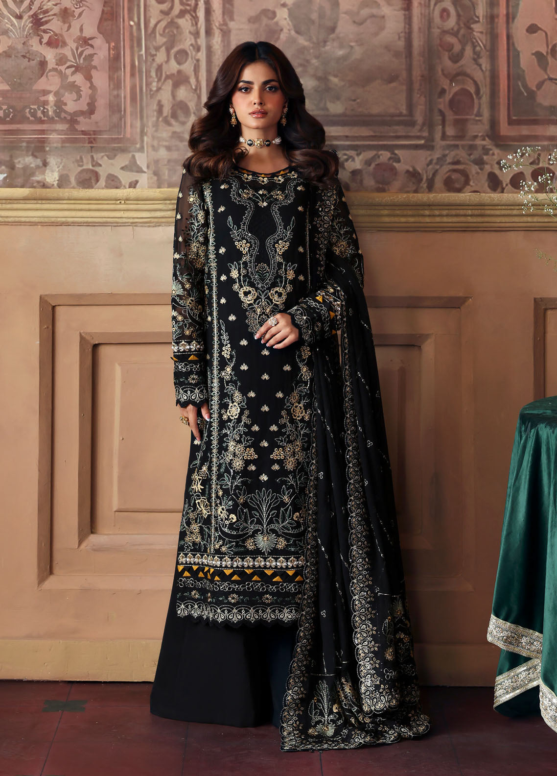 Gulaal Embroidered Chiffon Suits Unstitched 3 Piece GL25EU D-32 Deenah