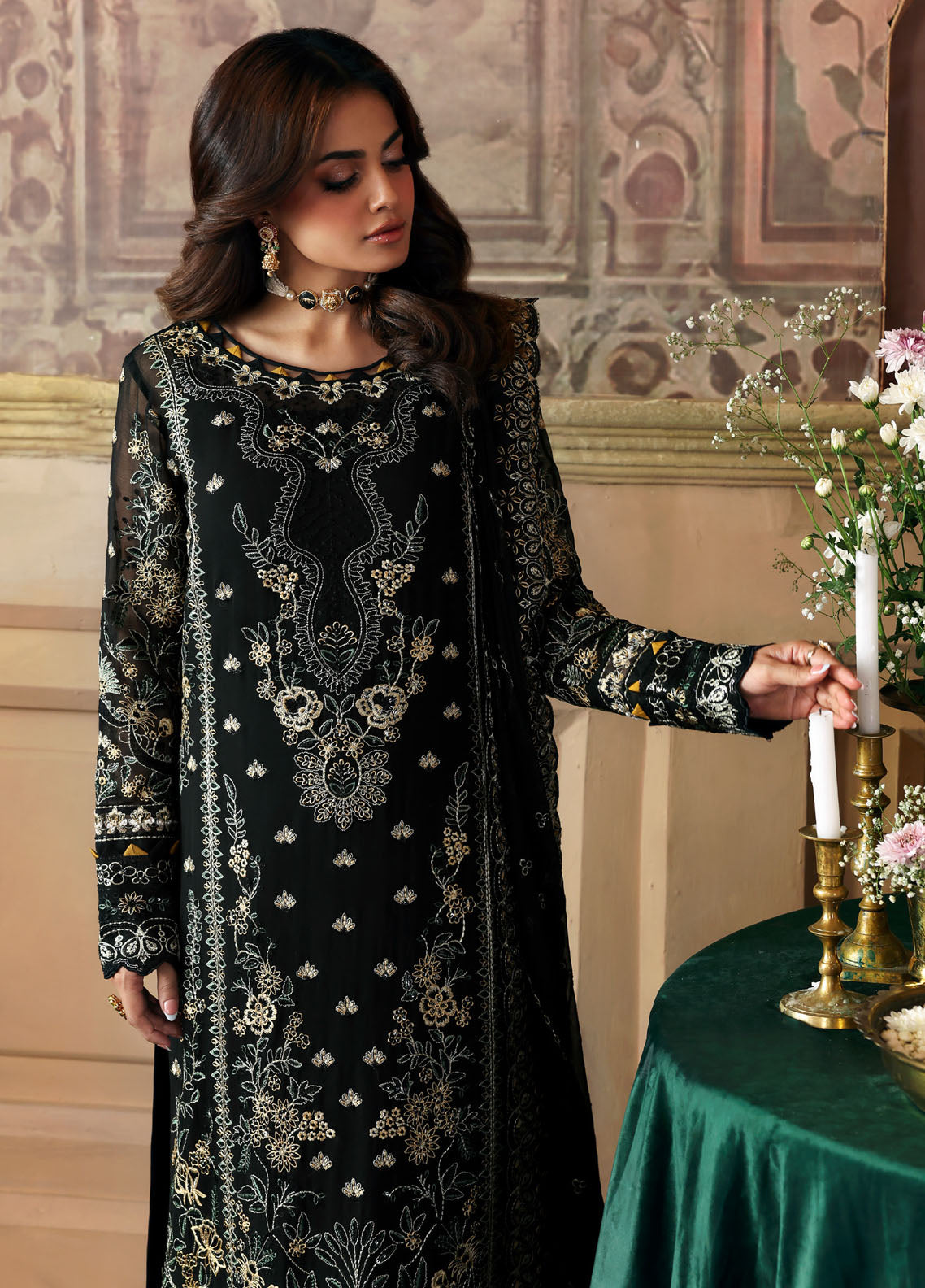 Gulaal Embroidered Chiffon Suits Unstitched 3 Piece GL25EU D-32 Deenah