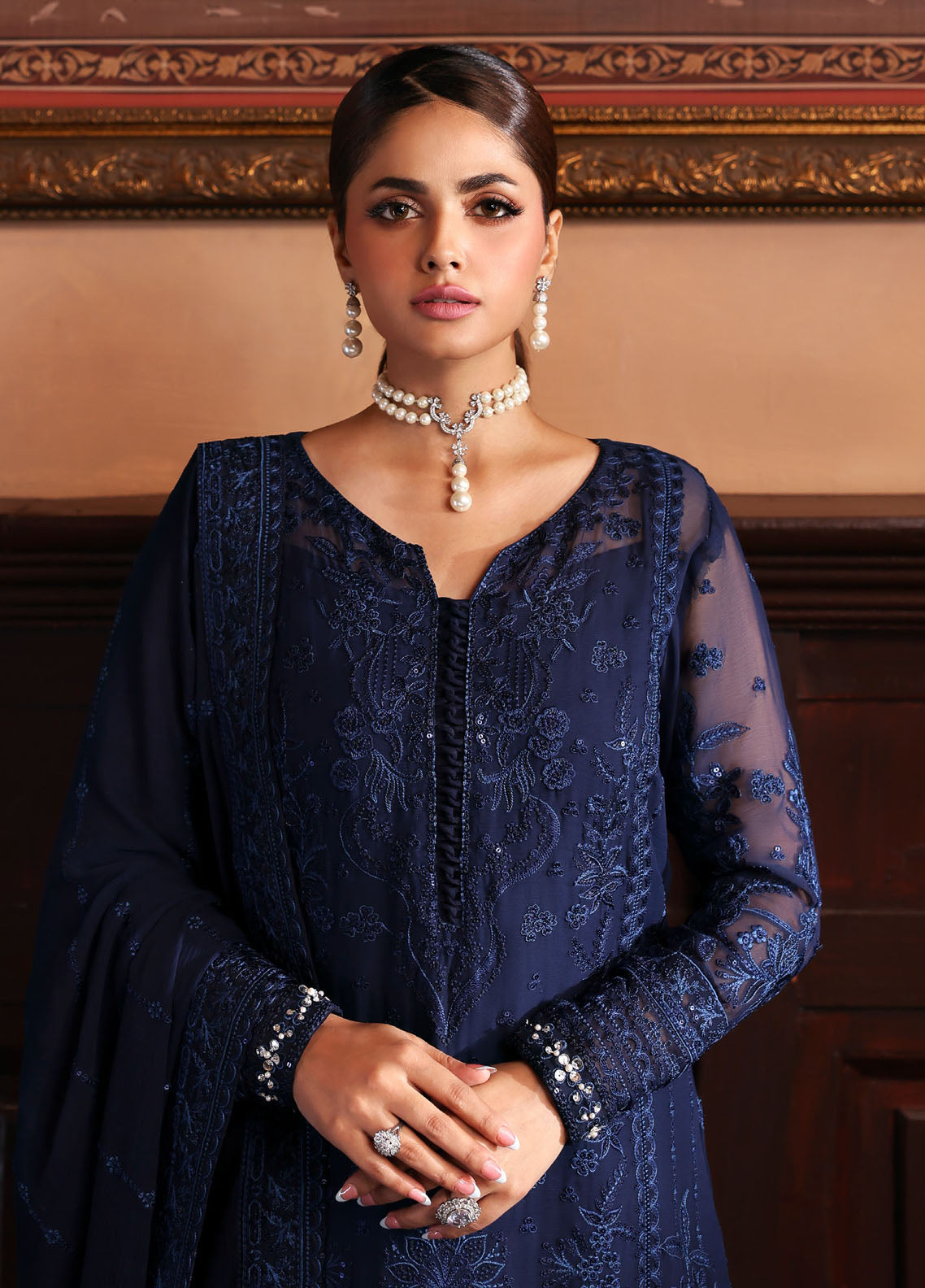 Gulaal Embroidered Chiffon Suits Unstitched 3 Piece GL25EU D-33 Leesha